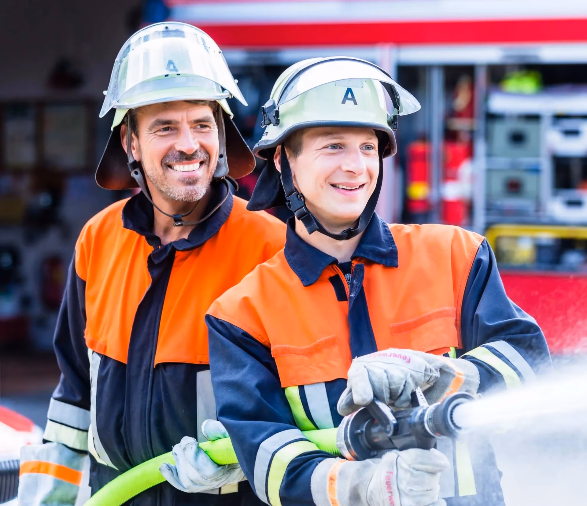 Firefighters in the station