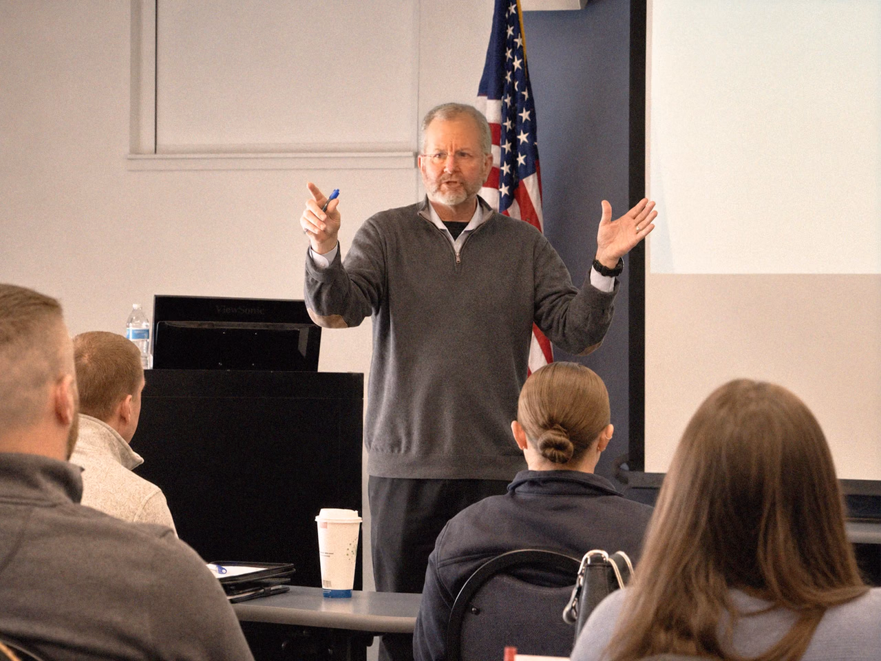 Chief Jon Fehlman teaching a leadership session to public-safety leaders