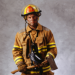 Fireman posing with hatchet